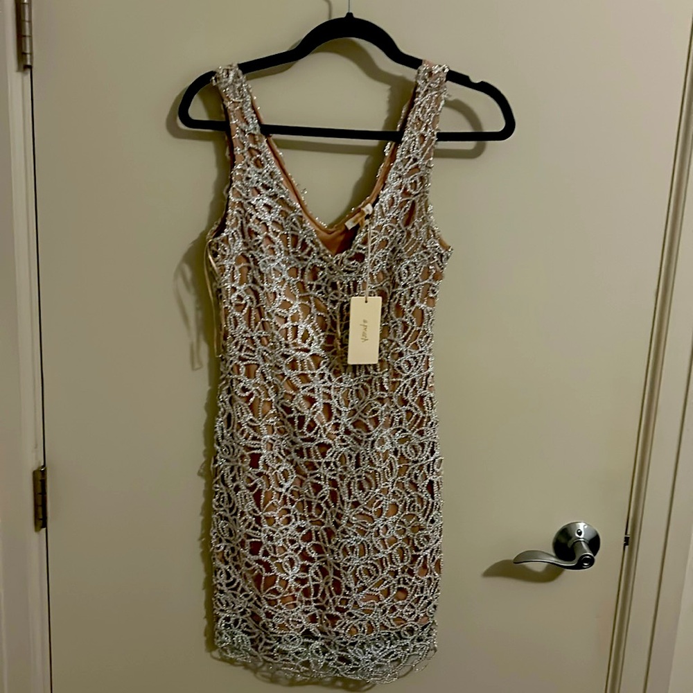 Sparklier mini dress brand a peach size small
